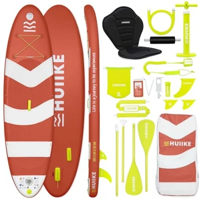 Image of Stand Up Paddle Board with Premium Accessories HUIIKE Inflatable Boards for Adults Kayak Seat and Dual use Oar Paddleboarding Great Stability Resistance SUP