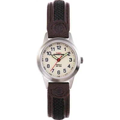 Image of Timex Ladies Expedition Metal Field Watch T41181PF with Mini Leather Fabric Strap