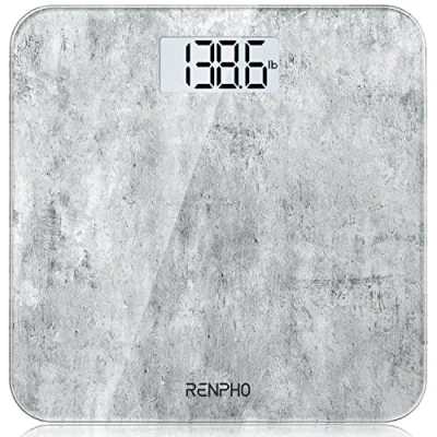 Image of RENPHO Digital Bathroom Scales for Body Weight, Weighing Scale Electronic Bath with High Precision Sensors Accurate Weight Machine People, LED Display, Step On (ST/LB/KG), Concrete, Core 1S
