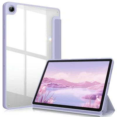 Image of Fintie Hybrid Case for Samsung Galaxy Tab A9 Plus 11 Inch 2023 Shockproof Protective with Transparent Hard Shell on the Back Tablet A9+ SM X210/X216/X218, Pastel Purple