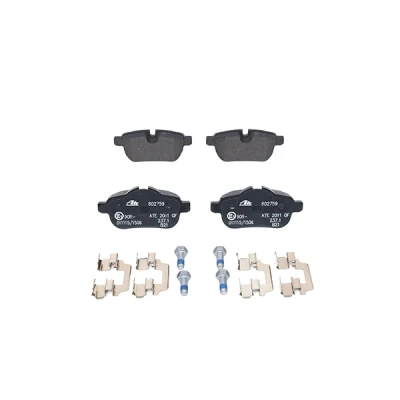 Image of 34216788275 brake pad set ATE 13.0460 2759.2 prepared for wear indicator, excl. warning contact with caliper screws accessories