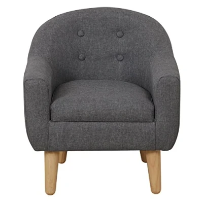 Image of DGBAOBEI Single Linen Fabric Children&#039;s Armchair, Toddler Sofa and Couch with Wooden Legs, Gift for Kids Under 4 Years Old (Grey)