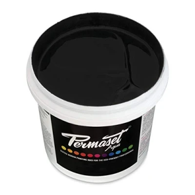 Image of Permaset Aqua 1 Litre Process Black Screen Printing Ink for Fabric Ideal Kit Home Office, Starter Kit, Paint, Printer and Other