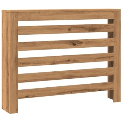 Image of vidaXL Radiator Cover Heater Shelf Artisian Oak Engineered Wood, Decorative with Modern Slatted Design, Additional Space, 104 x 20 82 cm