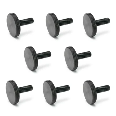 Image of Ganter Normelemente Flat knurled screws, screws (low shape), DIN 653 M4 20, pack of 8, burnished steel, thread: x 20