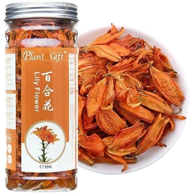 Image of PlantGift Fragrant Natural Lily Flowers 35G/1.23oz 百合花 Organic Dried Lilium Flowers, Health Tea, Chinese Tea