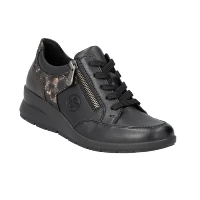 Image of Rieker Women&#039;s Black Sneakers with Flat Laces and Zip (Black, UK Footwear Size System, Adult, Women, Numeric, Medium, 7.5)