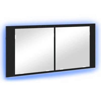 Image of vidaXL LED Mirror Cabinet Black Oak 100x12x45 cm Engineered Wood