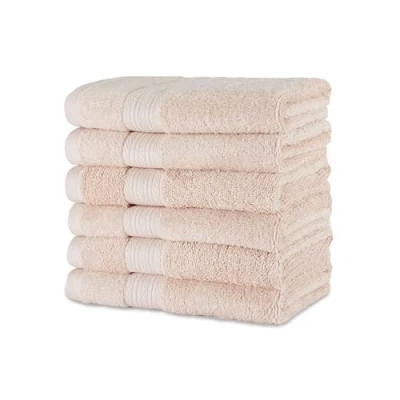 Image of Amazon Basics Fade Resistant Organic Cotton Hand Towel, 6 Pack, 41 x 66 cm, Blush Pink