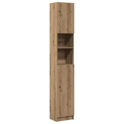 Image of vidaXL Bathroom Cabinet Engineered Wood, Modern Artisan Oak Finish, 32x25.5x190cm Tall Storage for Organization