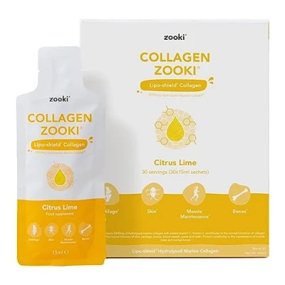 Image of Zooki Marine Collagen Liquid Sachets 5,000mg Great Taste, Sugar Free High Strength Supplements for Women &amp; Men Skin, Joints Hair (Citrus Lime Flavour, 30 Servings)