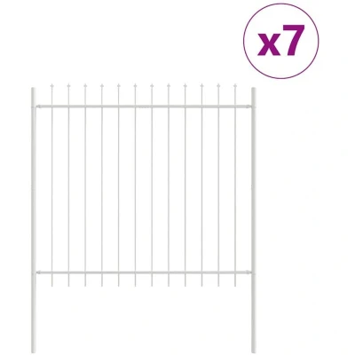 Image of vidaXL Garden Fence with Spear Top White, 11.9 x 1.5 m, Steel