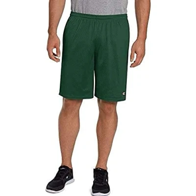Image of Champion Men&#039;s Long Mesh Short with Pockets, Dark Green, Small