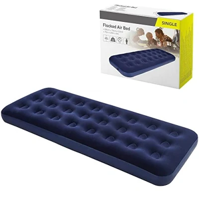 Image of Crystals Single Airbed, Blow Up Camping Air Bed, Inflatable Bed Mattress, Waterproof Flocked Non Slip, Quick Mattress for Indoor &amp; Outdoor Adults Kids