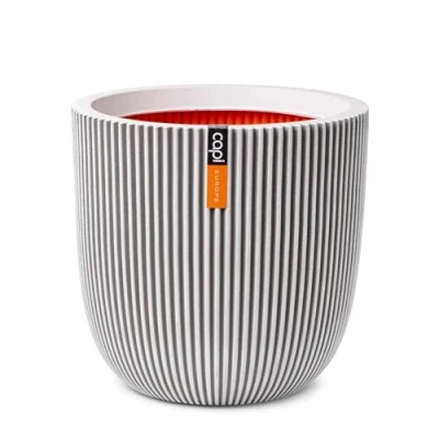 Image of CAPI EUROPE Planter ball Groove NL 35x34 Ivory Opening Ø29 Pot for indoor and outdoor use Shatterproof 100% recyclable KGVI932