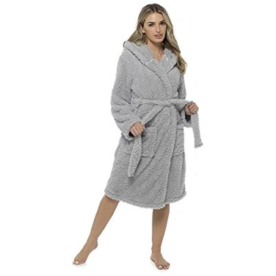 Image of Undercover Ladies Fluffy Robe LN1191 Grey 16 18