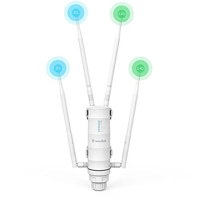 Image of WAVLINK AC1200 Outdoor Wireless Access Point, Dual Band 1167Mbps Weatherproof WiFi Point support 60m Passive PoE, 2 Gigabit Ethernet, 4 Modes, Flexible installation kit