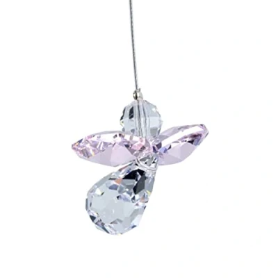 Image of Hanging Crystal Guardian Angel Birthstone Suncatcher OCTOBER ROSE Embellished with Swarovski Crystals