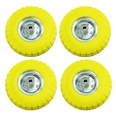 Image of First4spares 10&quot; Solid Rubber Wheelbarrow Tyre &amp; Axle Wheel Bearing for Cart/Barrow/Trolley (Pack of 4)