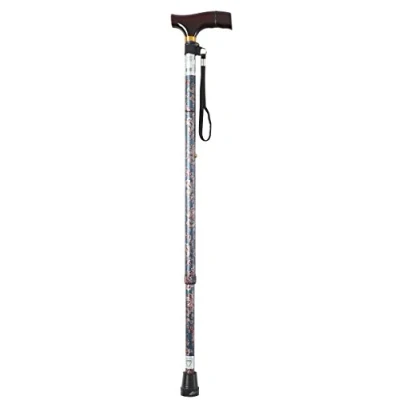 Image of Homecraft Coloured Walking Sticks, Green Paisley Colour, Assisstant Device for Elderly, Handicapped, and Disabled Users, Adjustable Cane Stability Support, Lightweight Stick