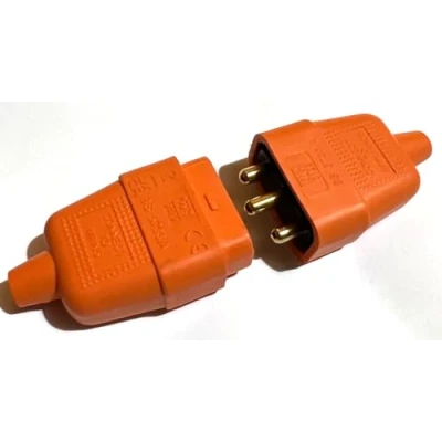 Image of 10Amp In Line Flex Connector 3 Pin Cable Wire Joiner Core Orange