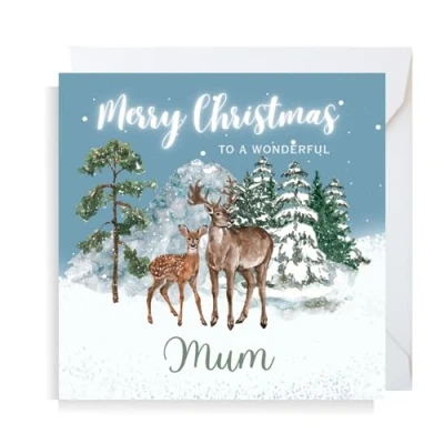 Image of Second Ave Mum Christmas Reindeer Square Xmas Holiday Festive Greetings Card