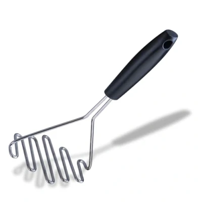 Image of Fackelmann Initial Wire Potato Masher Stainless Steel with PP Plastic Handle, 25cm, Black