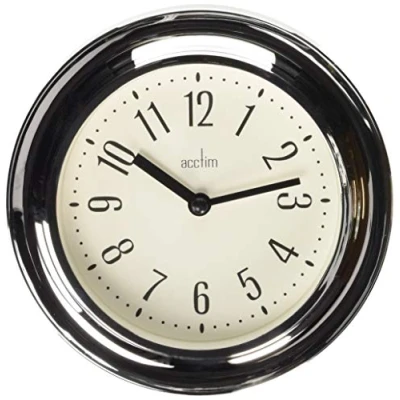 Image of Acctim Riva Small Wall Clock Quartz Chrome Effect 17.5cm 21737