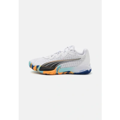 Image of Puma NOVA Elite Padel shoes, Men&#039;s, Size: 11, White/black/vivid blue/heat fire shoes