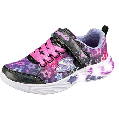 Image of Skechers Girl&#039;s Star Sparks Sneaker, Black Mesh Multi Trim, 2 UK