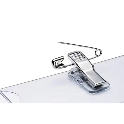 Image of Durable Click Fold Name Plate with Combi Clip for Badges Measuring 54 x 90 mm Transparent Pack of 5 Perfect Events, Meetings, Conferences, etc.