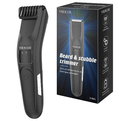 Image of VIKICON Beard Trimmer for Men, Electric Hair &amp; Stubble Clipper, 40 Length Settings, Rechargeable Facial Trimmers w/2 Combs, Professional Self Sharpening Blades, 150 min Cordless Usage, Gift Men