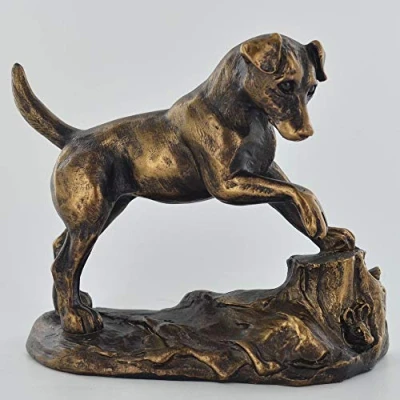 Image of Harriet Glen Jack Russel Bronze Effect Dog Sculpture Home Decor Pet Gift H11.5cm