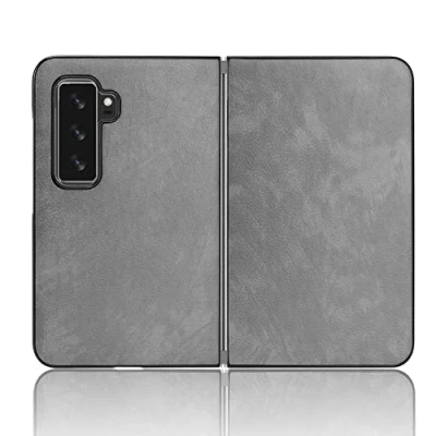 Image of XBS Better Leather Case for Microsoft Surface Duo 2, Premium Slim Full Cover Protective with Metallic Buttons, Grey