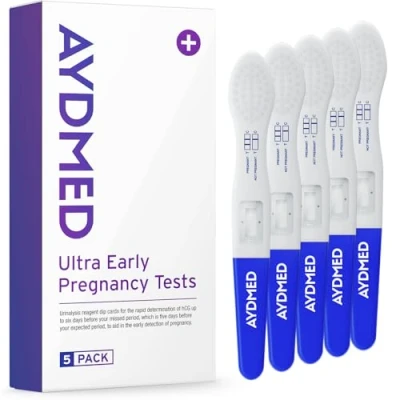 Image of 5 x Aydmed Professional Ultra Early Pregnancy Test Dip Cards Sensitive Urine Tests &gt;99% Accuracy Six Days Before Missed Period