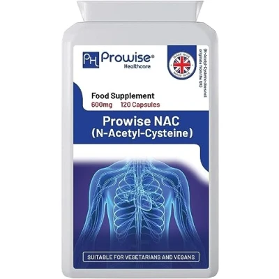 Image of Nac N Acetyl Cysteine 600mg 120 Capsules of Vegan Nutritional Supplements High Bioavailability &amp; No Fillers UK Manufactured by Prowise Healthcare
