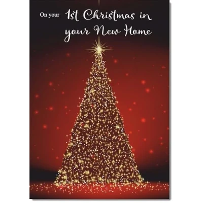 Image of doodlecards 1st First Christmas in New Home Card Red Tree Medium Size for with Plain Envelope