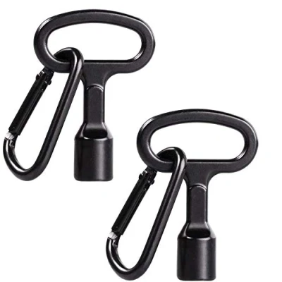 Image of GOLRISEN Gas Meter Key, 2 Triangle Box Key with Keyrings, Black Electric for Open (9 x 9 mm)