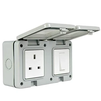 Image of K M Electronics® 1 Gang Switch &amp; Socket Combined External Garden Waterproof Outdoor 13A IP55