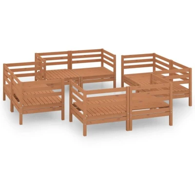 Image of vidaXL 8 Piece Garden Lounge Set Honey Brown Solid Pinewood