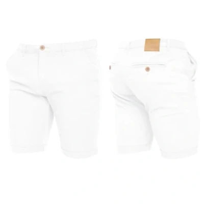 Image of Crosshatch Mens Stretch Slim Fit Chino Shorts with Pockets for Summer, Holiday, Golf by Jeanbase White 36