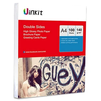 Image of A4 Double Sided High Glossy Inkjet Paper Uinkit 100 Sheets 140Gsm Photo for Printing Only