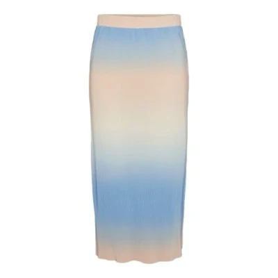 Image of PIECES Women&#039;s Pcartimis Pleated Long Skirt A line, Blue Bell/AOP: Gradient, S