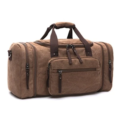 Image of LOSMILE Large Travel Duffles,40L 50L Holdall Bags Weekend Bag Overnight Carry On Luggage. (Brown)