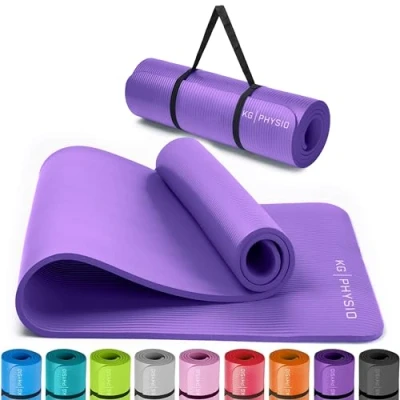 Image of Yoga Mat by KG Physio 8mm Thick Mats for Women and Men Foam Exercise Non Slip Gym Pilates Home Workout at Fitness Strap Included