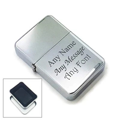 Image of Personalised Engraved Lighter, Metal Tin Gift Box, Personalise with Any Message