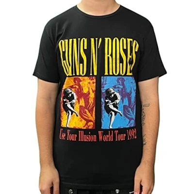 Image of Guns N Roses Men&#039;s Use Your Illusion World Tour GNR T Shirt Black