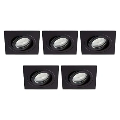 Image of LITECRAFT 5 Pack of IP65 Rated Tiltable Square Recessed Spotlight Downlighter (Matte Black, 5)