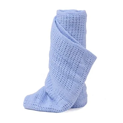 Image of DUDU N GIRLIE Baby Blanket for Newborn Warm &amp; Cosy Cellular 100% Extra Soft Breathable Cotton, Pram/Travel/Moses Basket (90 x 70 cm) Blue.