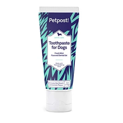 Image of Petpost Toothpaste for Dogs Coconut Oil and Baking Soda Based Dental Gel That Naturally Eliminates Bad Breath Dirt, Gunk, Tooth Buildup Gone Mint Flavor 113 g